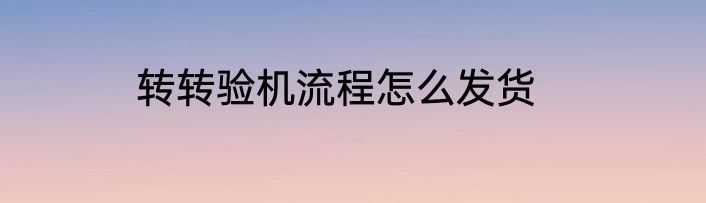 转转验机流程怎么发货