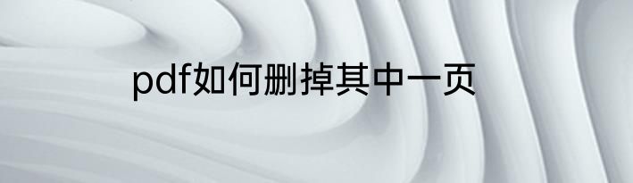 pdf如何删掉其中一页
