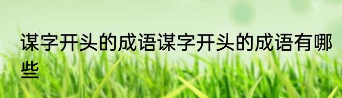 谋字开头的成语谋字开头的成语有哪些