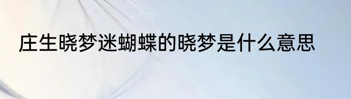 庄生晓梦迷蝴蝶的晓梦是什么意思