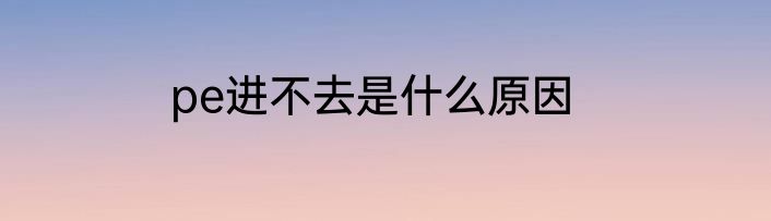 pe进不去是什么原因