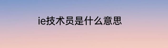 ie技术员是什么意思