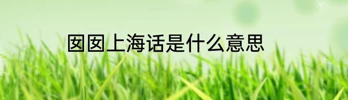 囡囡上海话是什么意思