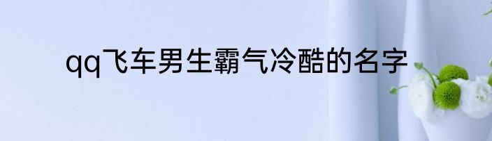 qq飞车男生霸气冷酷的名字