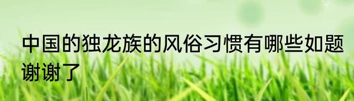 中国的独龙族的风俗习惯有哪些如题谢谢了