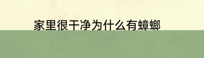 家里很干净为什么有蟑螂