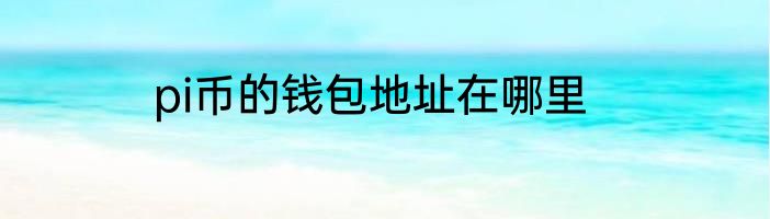pi币的钱包地址在哪里