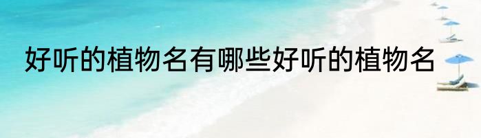 好听的植物名有哪些好听的植物名