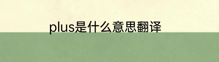 plus是什么意思翻译