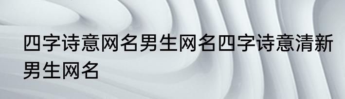 四字诗意网名男生网名四字诗意清新男生网名