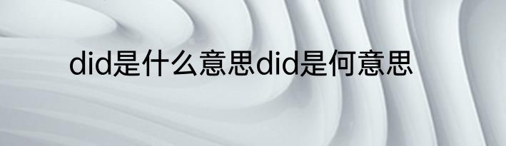 did是什么意思did是何意思