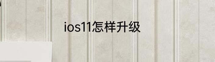 ios11怎样升级