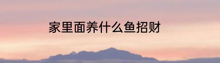家里面养什么鱼招财