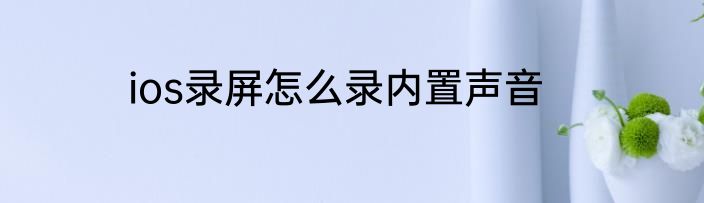 ios录屏怎么录内置声音