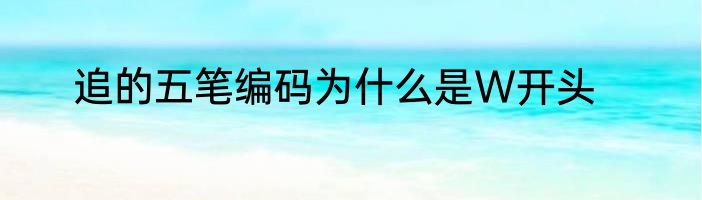 追的五笔编码为什么是W开头
