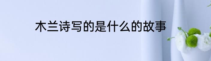 木兰诗写的是什么的故事