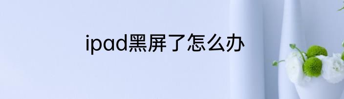 ipad黑屏了怎么办