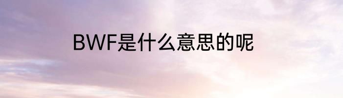 BWF是什么意思的呢