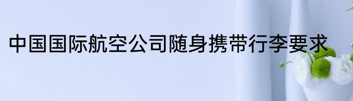 中国国际航空公司随身携带行李要求