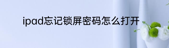 ipad忘记锁屏密码怎么打开