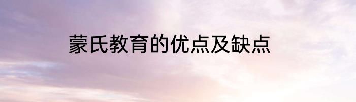 蒙氏教育的优点及缺点