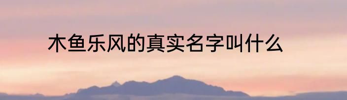 木鱼乐风的真实名字叫什么