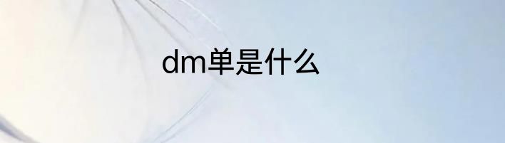 dm单是什么