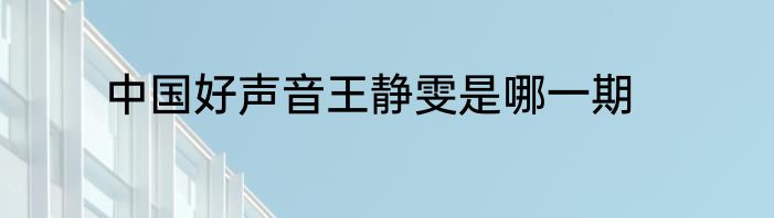 中国好声音王静雯是哪一期