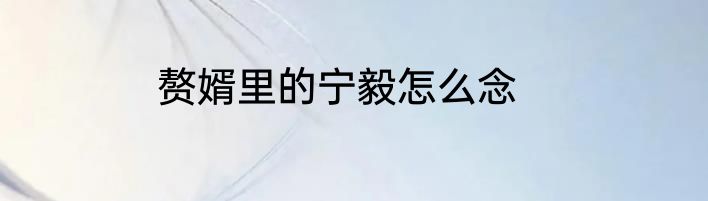 赘婿里的宁毅怎么念