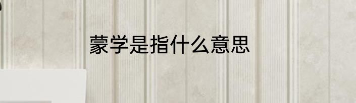蒙学是指什么意思