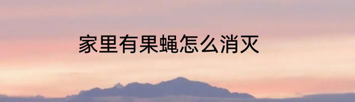 家里有果蝇怎么消灭