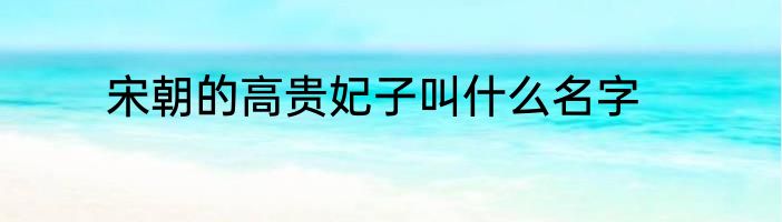 宋朝的高贵妃子叫什么名字