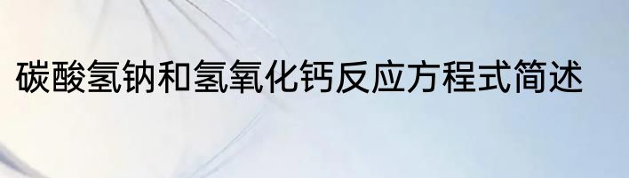 碳酸氢钠和氢氧化钙反应方程式简述
