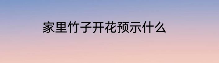 家里竹子开花预示什么