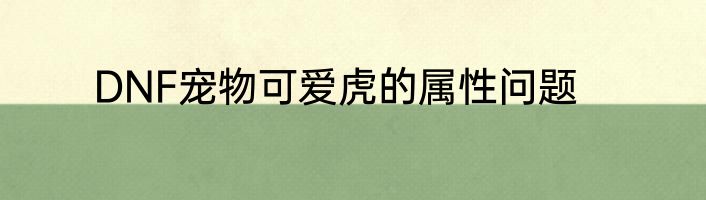 DNF宠物可爱虎的属性问题