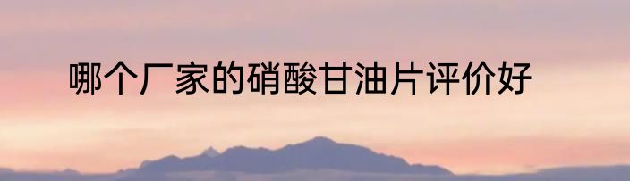 哪个厂家的硝酸甘油片评价好