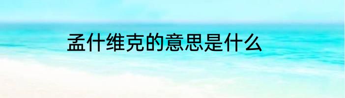 孟什维克的意思是什么