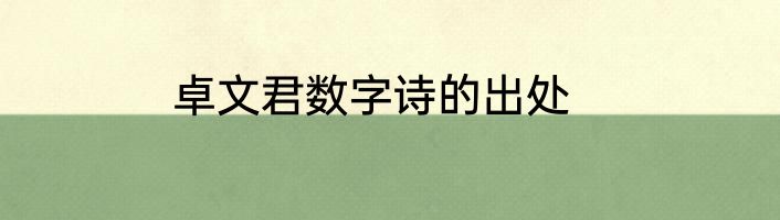 卓文君数字诗的出处