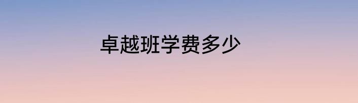 卓越班学费多少