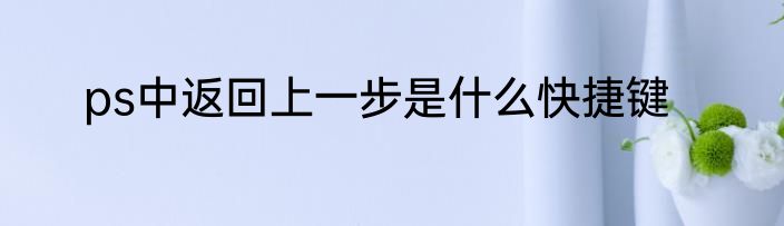 ps中返回上一步是什么快捷键