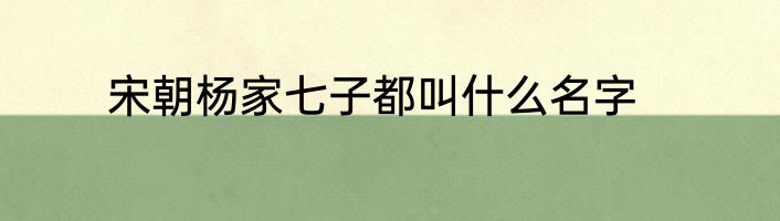 宋朝杨家七子都叫什么名字