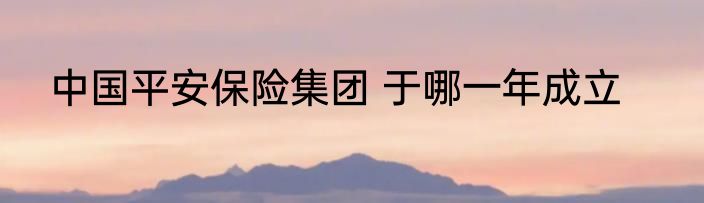 中国平安保险集团 于哪一年成立