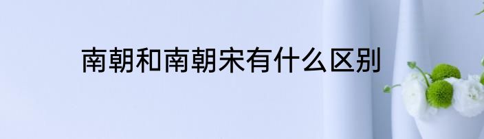 南朝和南朝宋有什么区别