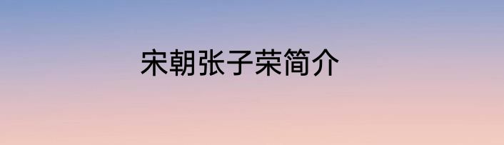 宋朝张子荣简介