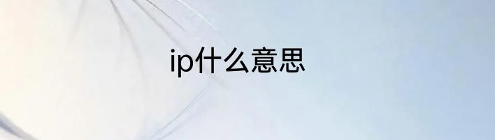ip什么意思