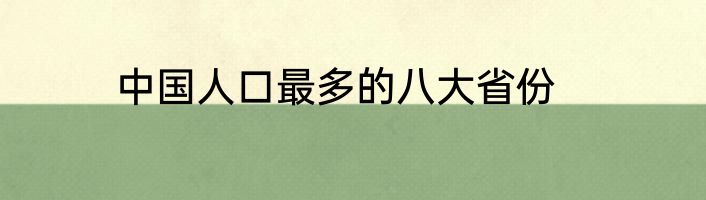 中国人口最多的八大省份