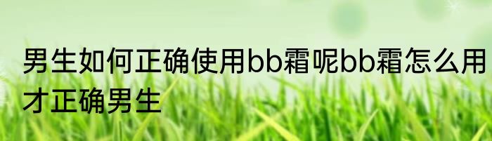 男生如何正确使用bb霜呢bb霜怎么用才正确男生