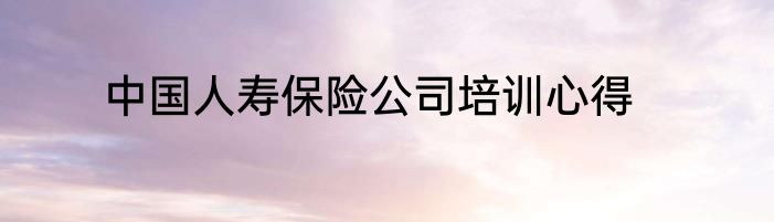 中国人寿保险公司培训心得