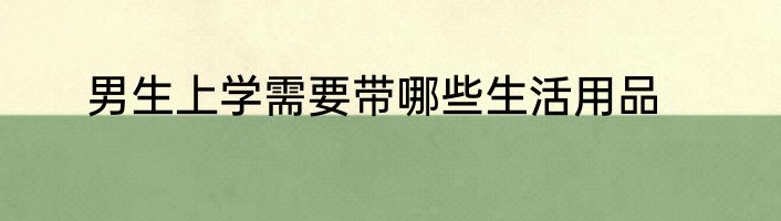 男生上学需要带哪些生活用品
