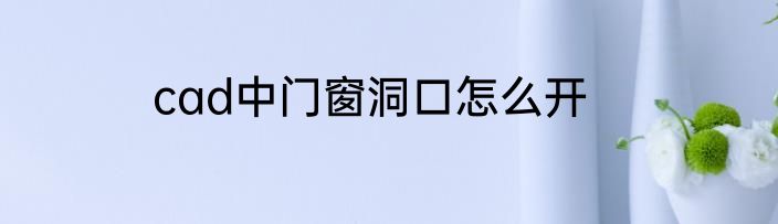 cad中门窗洞口怎么开